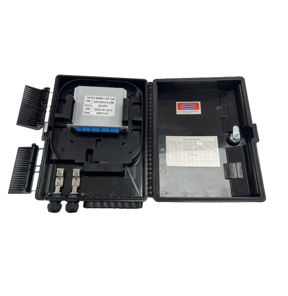 Caja NAP FTTH-16 puertos, completa con splitter 1*8 lgx y adaptadores SC/UPC Caja NAP FTTH-16 puertos, completa con splitter 1*8 lgx y adaptadores SC/UPC